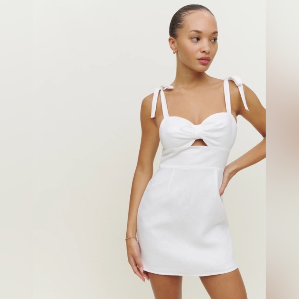 Reformation Pearson Linen Dress White